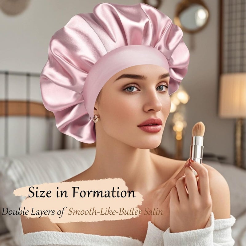 Doitory Store Satin Silk Bonnet for Sleeping, Soft Satin Lined Hair Bonnet for Women, Double Layer Sleep Nightcap - Image 4